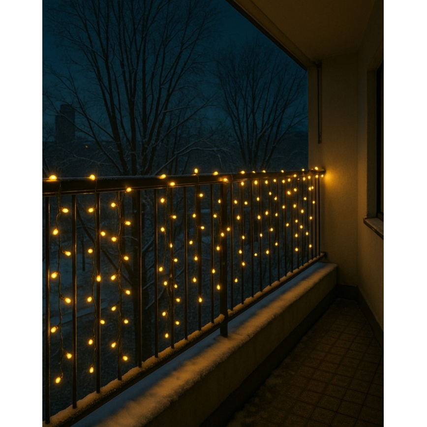 LED vianočná vonkajšia reťaz 200xLED/230V 7,6 m IP44 čierna