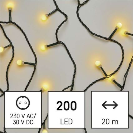 LED Vianočná vonkajšia reťaz 200xLED/25m IP44 teplá biela