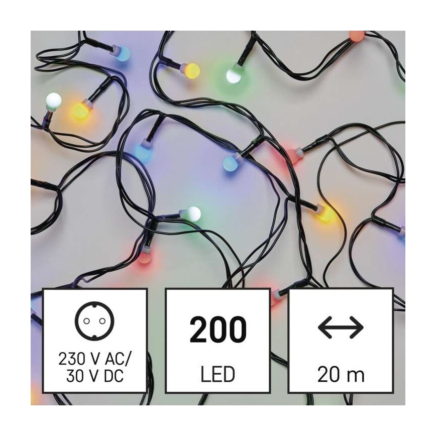 LED Vianočná vonkajšia reťaz 200xLED/8 módov 25m IP44 multicolor