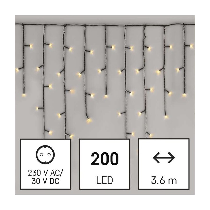 LED Vianočná vonkajšia reťaz 200xLED/8 módov 8,6m IP44 teplá biela