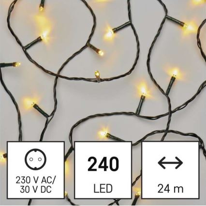 LED Vianočná vonkajšia reťaz 240xLED/29m IP44 teplá biela