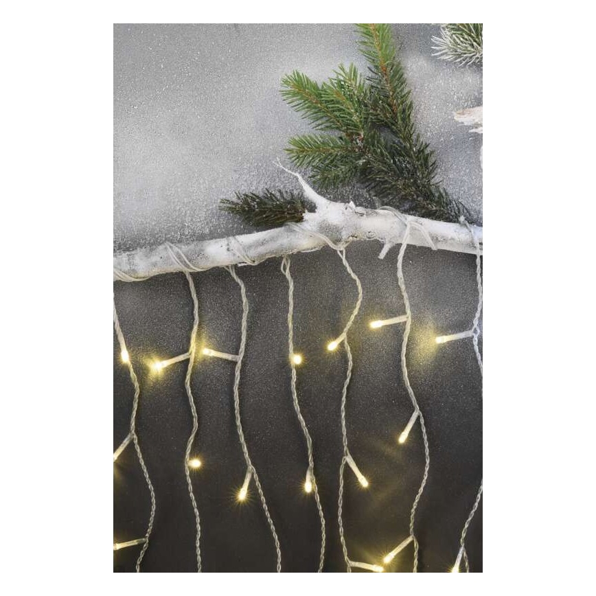 LED Vianočná vonkajšia reťaz 300xLED/8 módov 10m IP44 teplá biela + diaľkové ovládanie