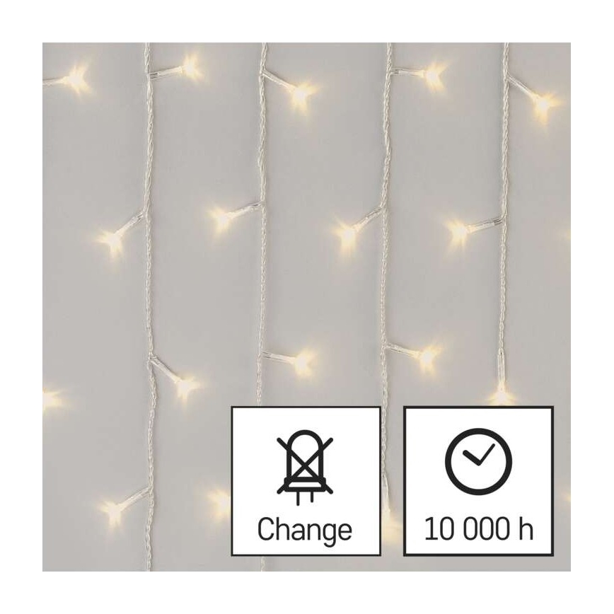 LED Vianočná vonkajšia reťaz 300xLED/8 módov 10m IP44 teplá biela + diaľkové ovládanie