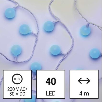 LED Vianočná vonkajšia reťaz 40xLED/9m IP44 modrá