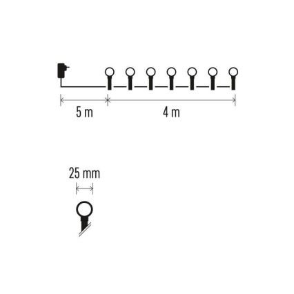 LED Vianočná vonkajšia reťaz 40xLED/9m IP44 modrá