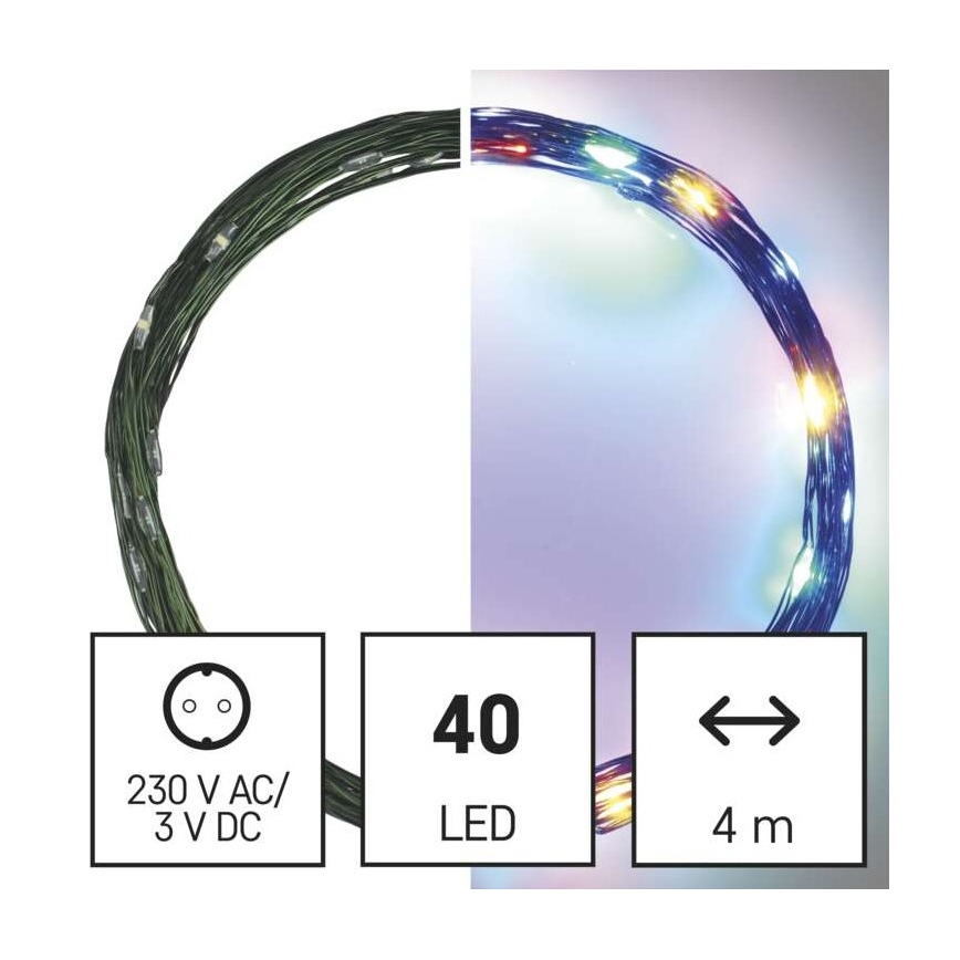 LED Vianočná vonkajšia reťaz 40xLED/9m IP44 multicolor