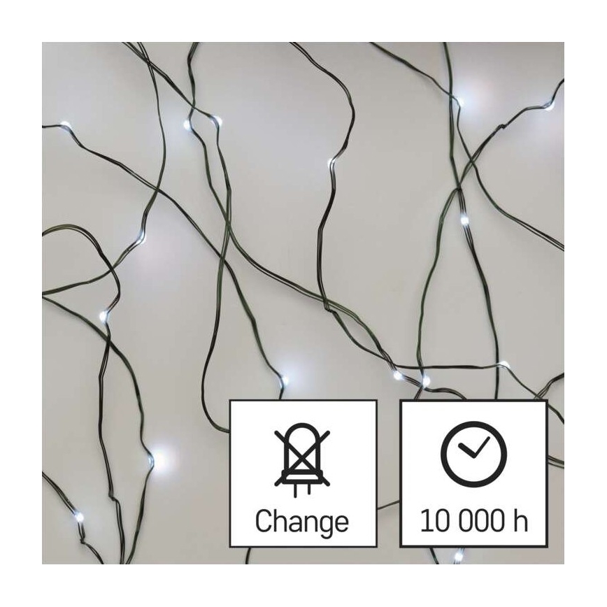 LED Vianočná vonkajšia reťaz 40xLED/9m IP44 studená biela