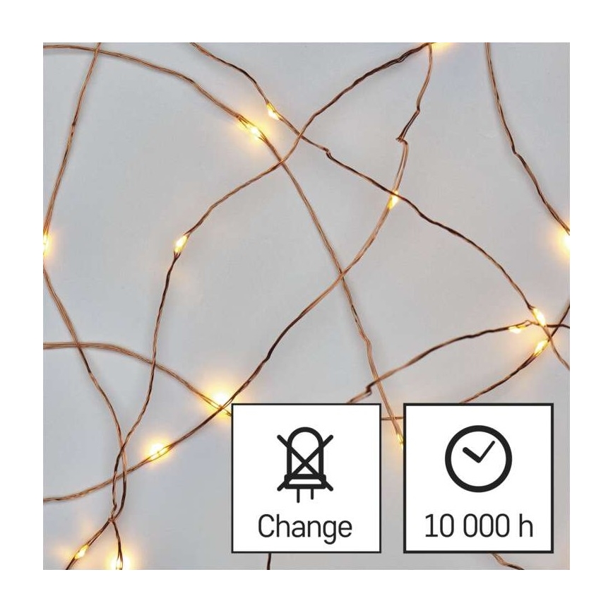 LED Vianočná vonkajšia reťaz 40xLED/9m IP44 teplá biela