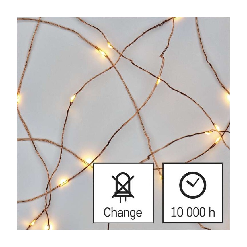 LED Vianočná vonkajšia reťaz 40xLED/9m IP44 teplá biela