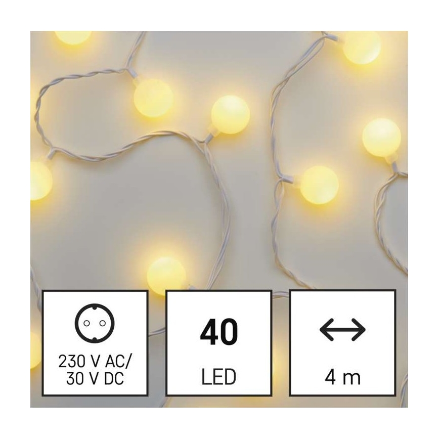 LED Vianočná vonkajšia reťaz 40xLED/9m IP44 teplá biela