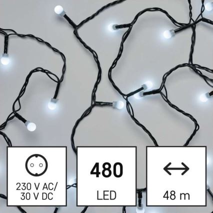 LED Vianočná vonkajšia reťaz 480xLED/53m IP44 studená biela