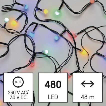LED Vianočná vonkajšia reťaz 480xLED/53m IP44 viacfarebná