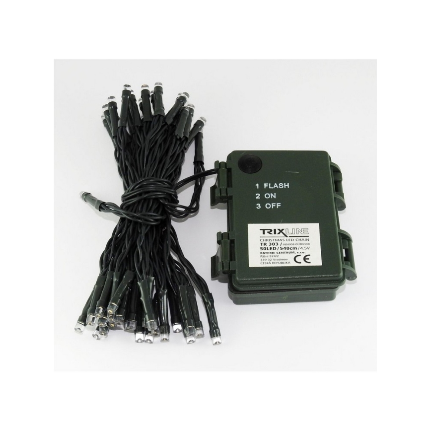 LED Vianočná vonkajšia reťaz 50xLED/2 funkcie 5,4m IP44 teplá biela