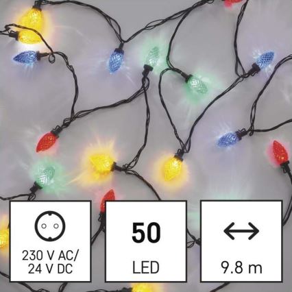 LED Vianočná vonkajšia reťaz 50xLED/8 módov 14,8m IP44 multicolor