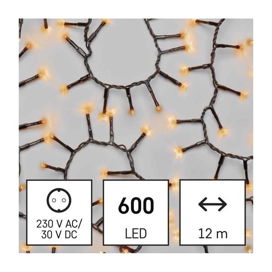 LED Vianočná vonkajšia reťaz 600xLED/17m IP44 vintage