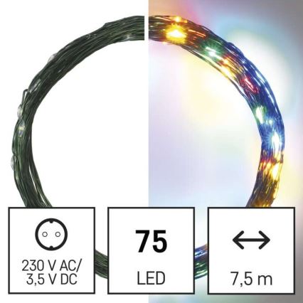 LED Vianočná vonkajšia reťaz 75xLED/12,5m IP44 multicolor