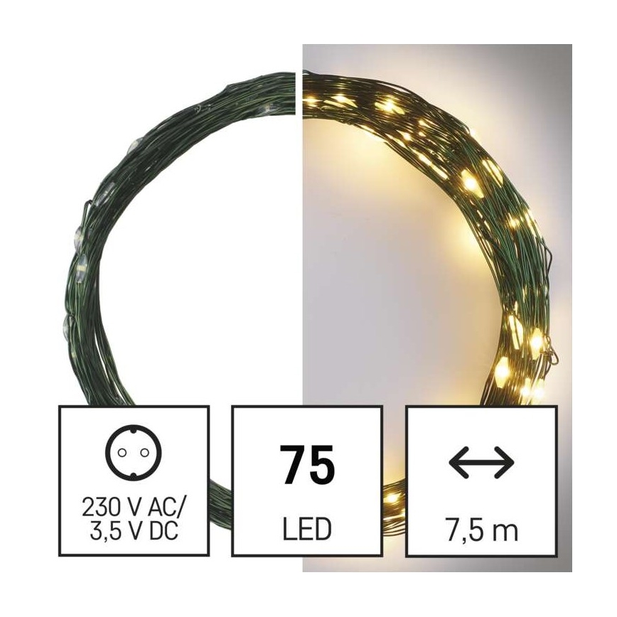 LED Vianočná vonkajšia reťaz 75xLED/12,5m IP44 teplá biela