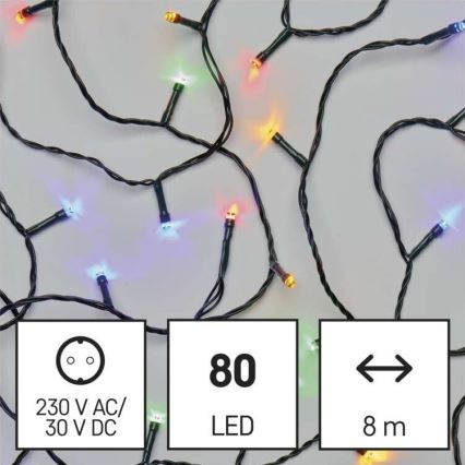 LED Vianočná vonkajšia reťaz 80xLED/13m IP44 multicolor