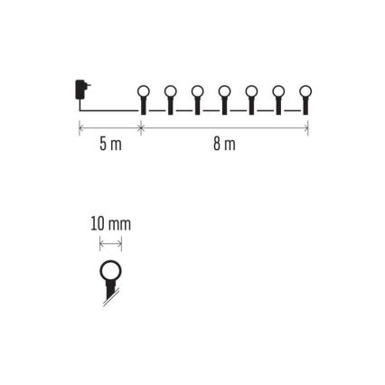 LED Vianočná vonkajšia reťaz 80xLED/13m IP44 teplá biela