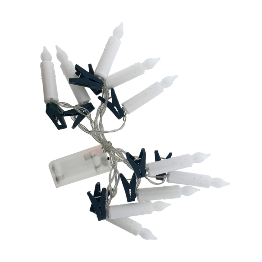 LED vianočný dekoračný reťazec 10xLED/2xAA 1,65 m teplá biela sviečky