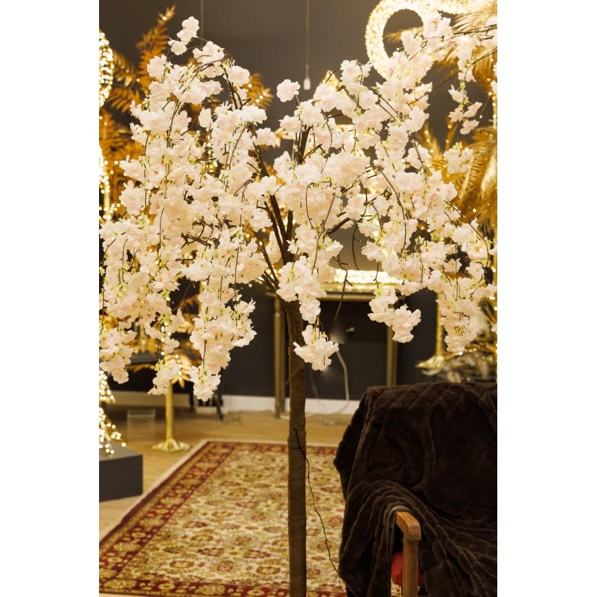 LED Vianočný dekoratívny umelý strom CHERRY TREE 84xLED/230V 1,7 m čerešňa