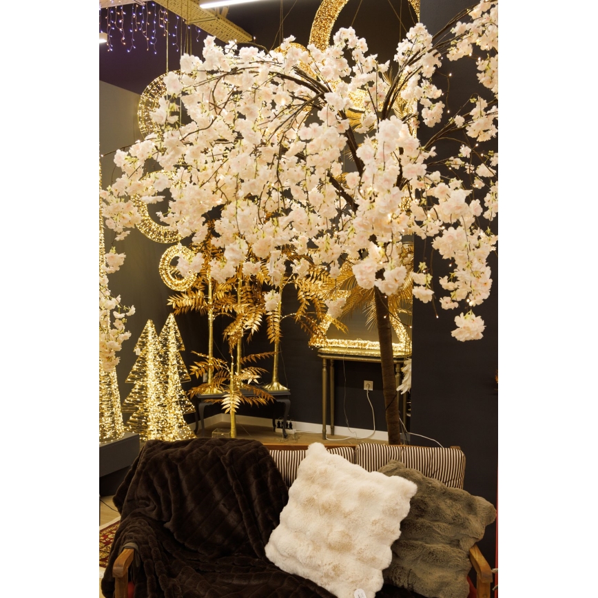 LED Vianočný dekoratívny umelý strom CHERRY TREE 84xLED/230V 1,7 m čerešňa