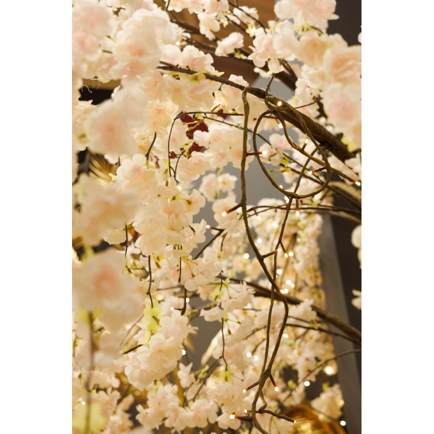 LED Vianočný dekoratívny umelý strom CHERRY TREE 84xLED/230V 1,7 m čerešňa
