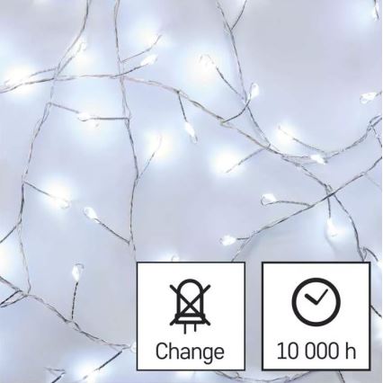 LED Vianočný reťaz 100xLED/3xAA 2,7 m studená biela