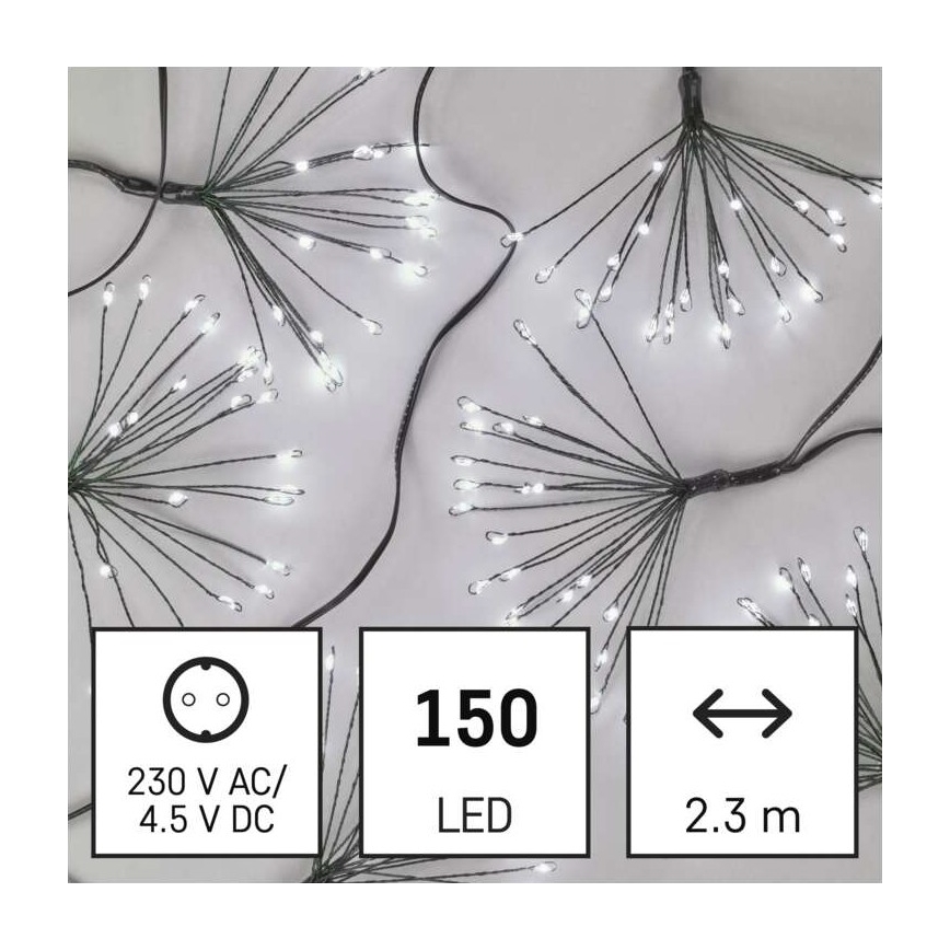 LED Vianočný reťaz 150xLED/5,35m studená biela