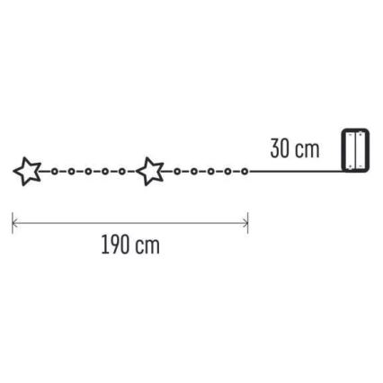 LED Vianočný reťaz 20xLED/2xAA 2,2 m teplá biela