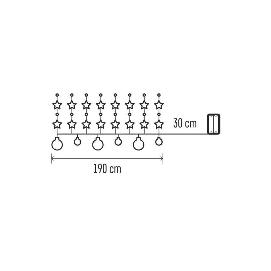 LED Vianočný reťaz 20xLED/2xAA 2,2 m teplá biela