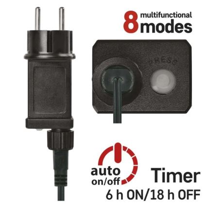 LED vianočný reťazec 200 LED / 8 funkcií, 25 m, IP44, viacfarebný