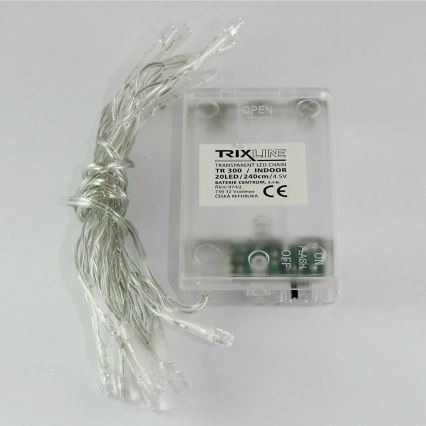 LED Vianočný reťazec 20xLED/2 režimy 2,4m studená biela