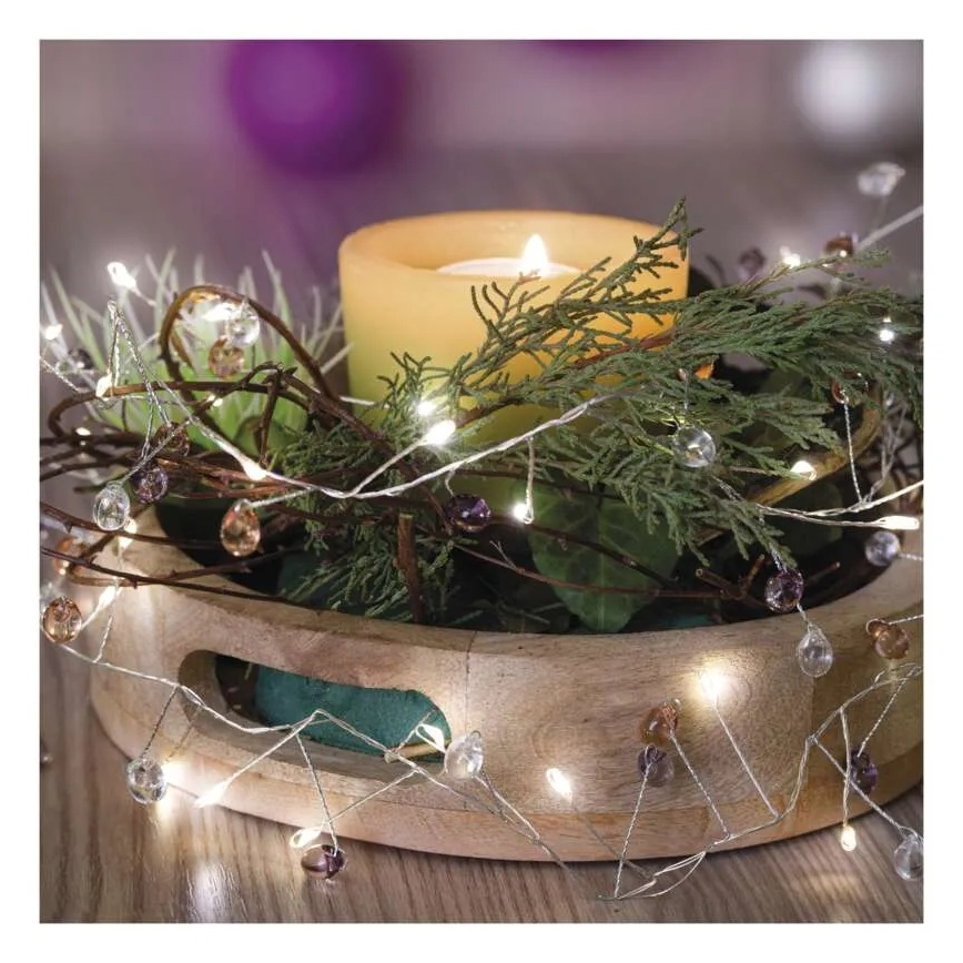 LED vianočný reťazec 40×LED/3×AA 1,5 m teplá biela