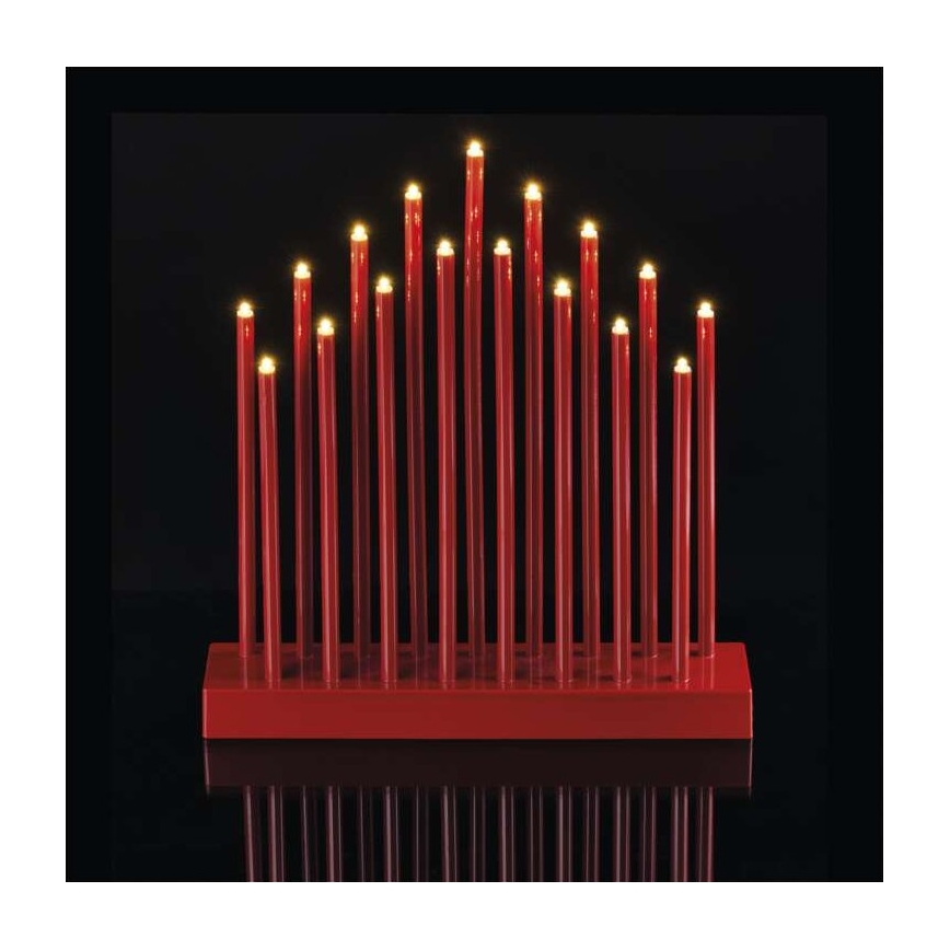 LED Vianočný svietnik 17xLED/3xAA červená