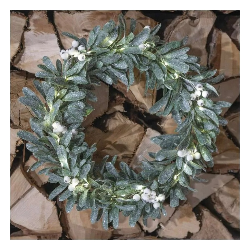 LED vianočný veniec 25× LED, napájanie 3× AA, priemer 35 cm