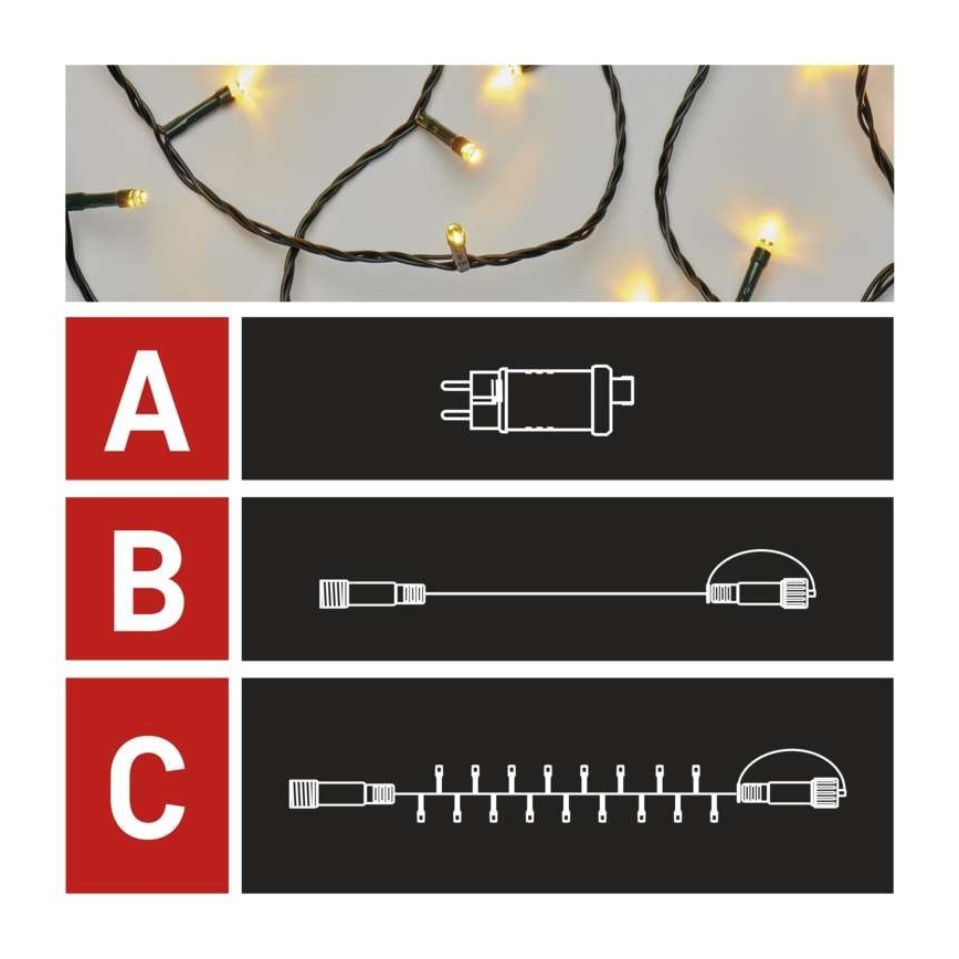 LED vianočný vonkajší reťaz 100xLED/15m IP44 teplá biela