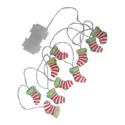 LED vianočný vonkajší reťaz 10xLED/2xAA 1,65 m IP44 teplá biela pančuchy