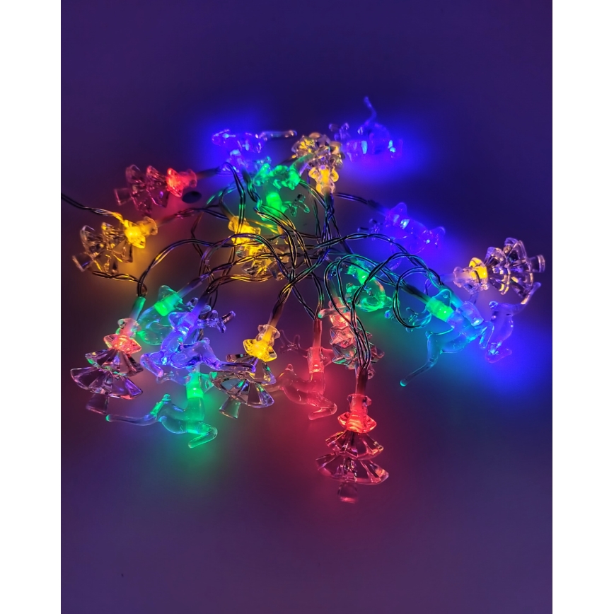 LED Vianočný vonkajší reťaz 20xLED/2xAA 2,2 m IP44 multicolor stromčeky a soby