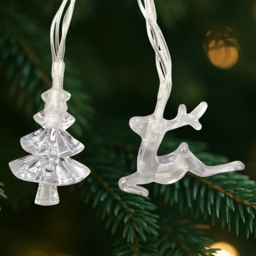 LED vianočný vonkajší reťaz 20xLED/2xAA 2,2 m IP44 viacfarebné stromčeky a soby