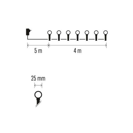 LED Vianočný vonkajší reťaz 40xLED/9m IP44 modrá