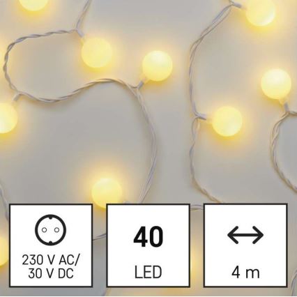 LED Vianočný vonkajší reťaz 40xLED/9m IP44 teplá biela