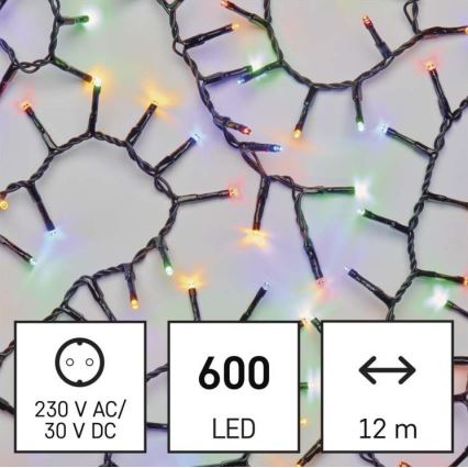 LED Vianočný vonkajší reťaz 600xLED/17m IP44 viacfarebný