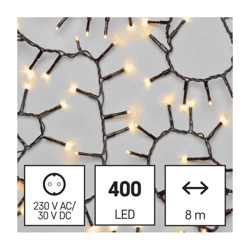 LED Vianočný vonkajší reťazec 400xLED/13m IP44 teplá biela