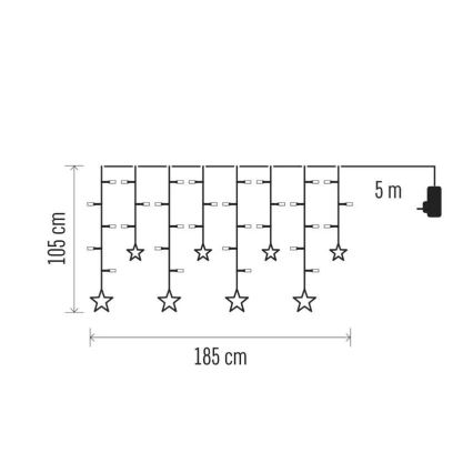 LED Vianočný záves 115xLED/1,35W 6,85x1,05 m teplá biela
