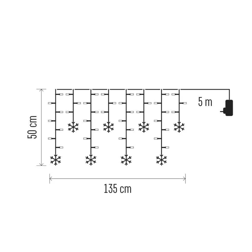 LED Vianočný záves 60xLED/1,35W 635x50 cm studená biela