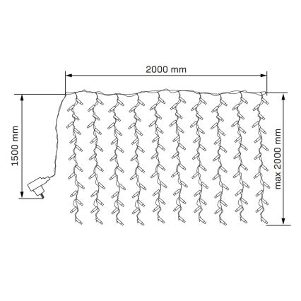 LED Vianočný záves LONGER 150xLED/8 funkcií 3,5 m teplá biela