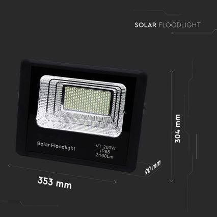 LED Vonakajší solárny reflektor LED/40W/10V IP65 6000K + diaľkové ovládanie