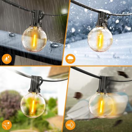 LED vonkajší dekoračný reťaz 25xE12/1W/230V 17,5 m IP65 čierny