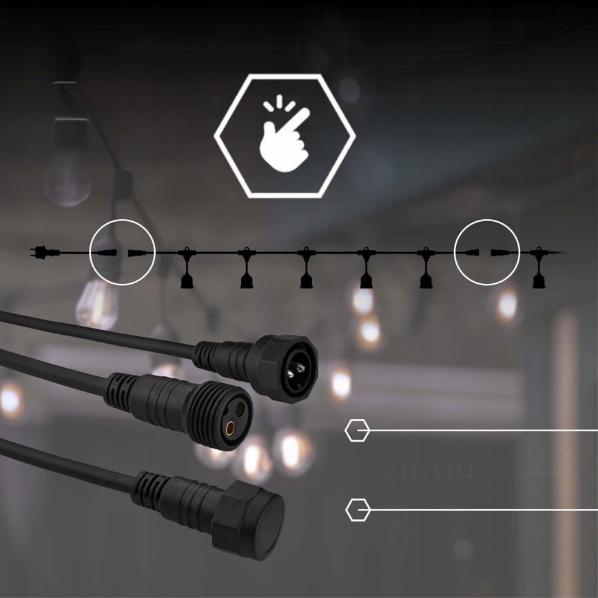 LED Vonkajší dekoratívny reťaz 5xE27/1W/230V 5,94 m IP44 čierna